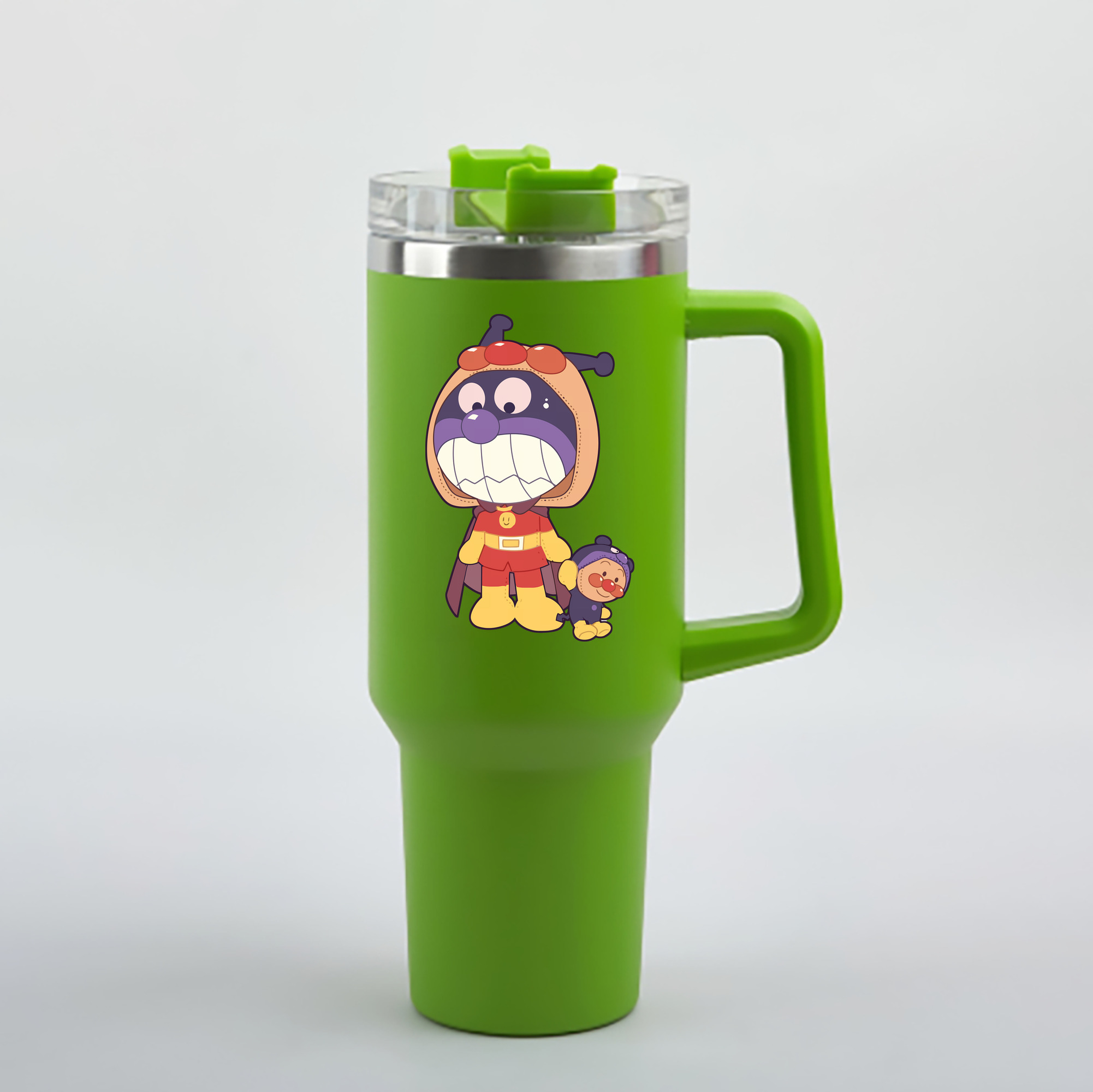 （画像用） アンパンマン Anpanman 1200mL車用タンブラー - クリスタルステッカー（プラスチックストロー付き）